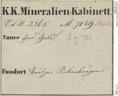Etiketten zu Gold (NHMW-MIN-Aq731)
